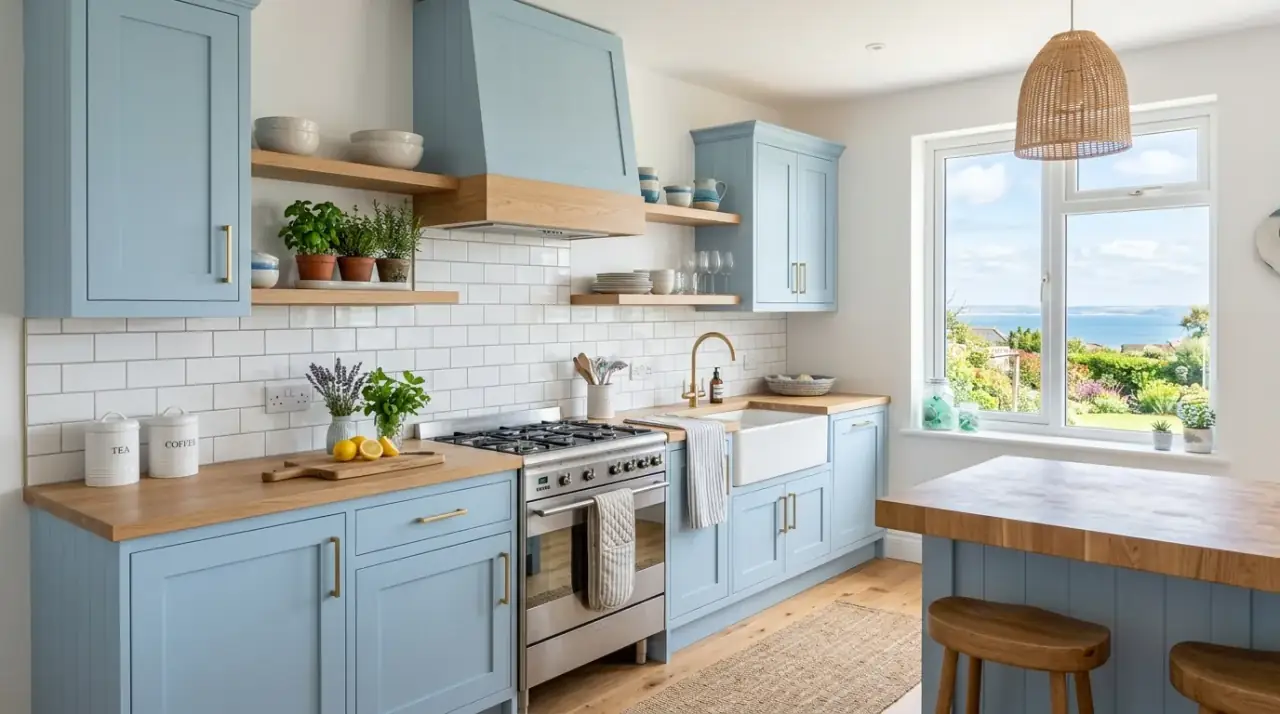 Cream cabinet paint color. Warm light cabinet shade creating a softer and more inviting kitchen refresh.