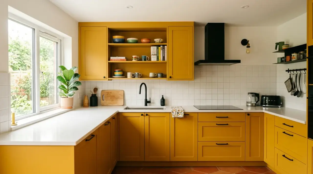 Charcoal kitchen cabinet paint. Modern dark paint color bringing stronger definition to the kitchen.