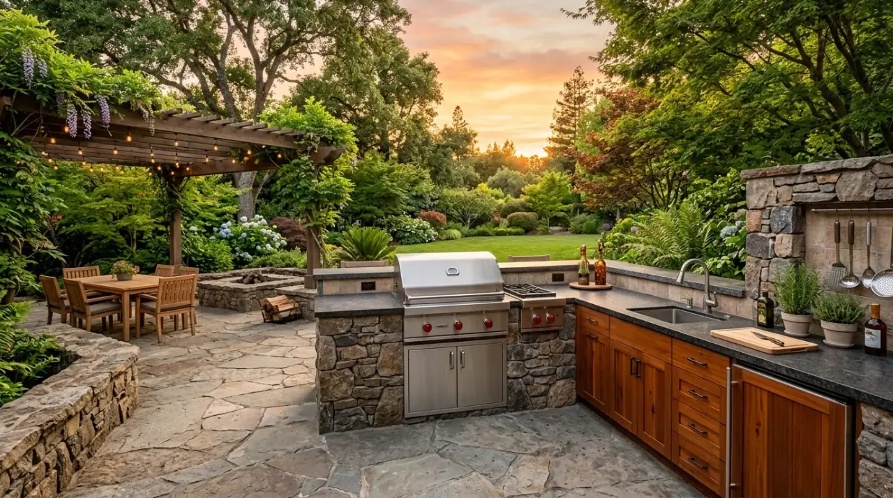 Inspiring outdoor kitchen design built for backyard entertaining and easy gathering.