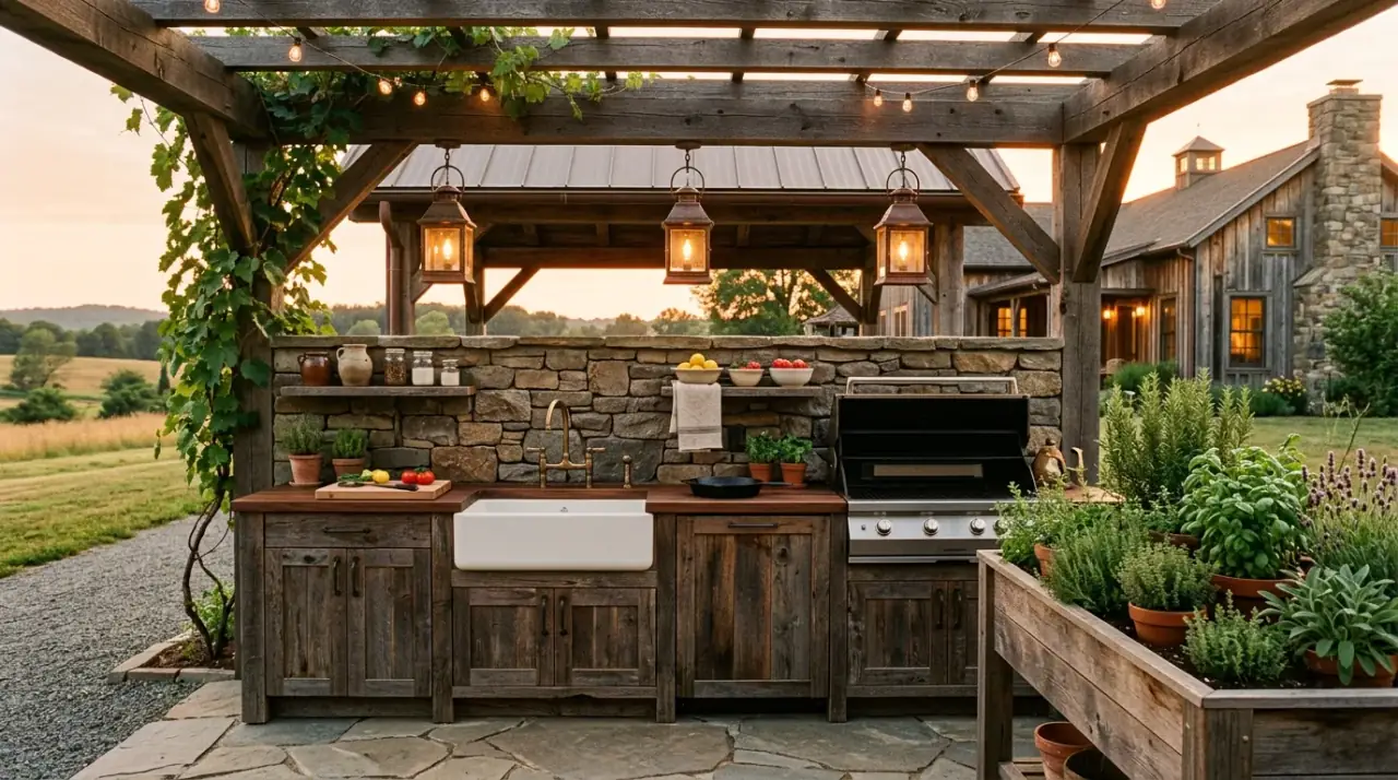 Compact outdoor kitchen. Small-patio cooking setup designed for efficient backyard entertaining.