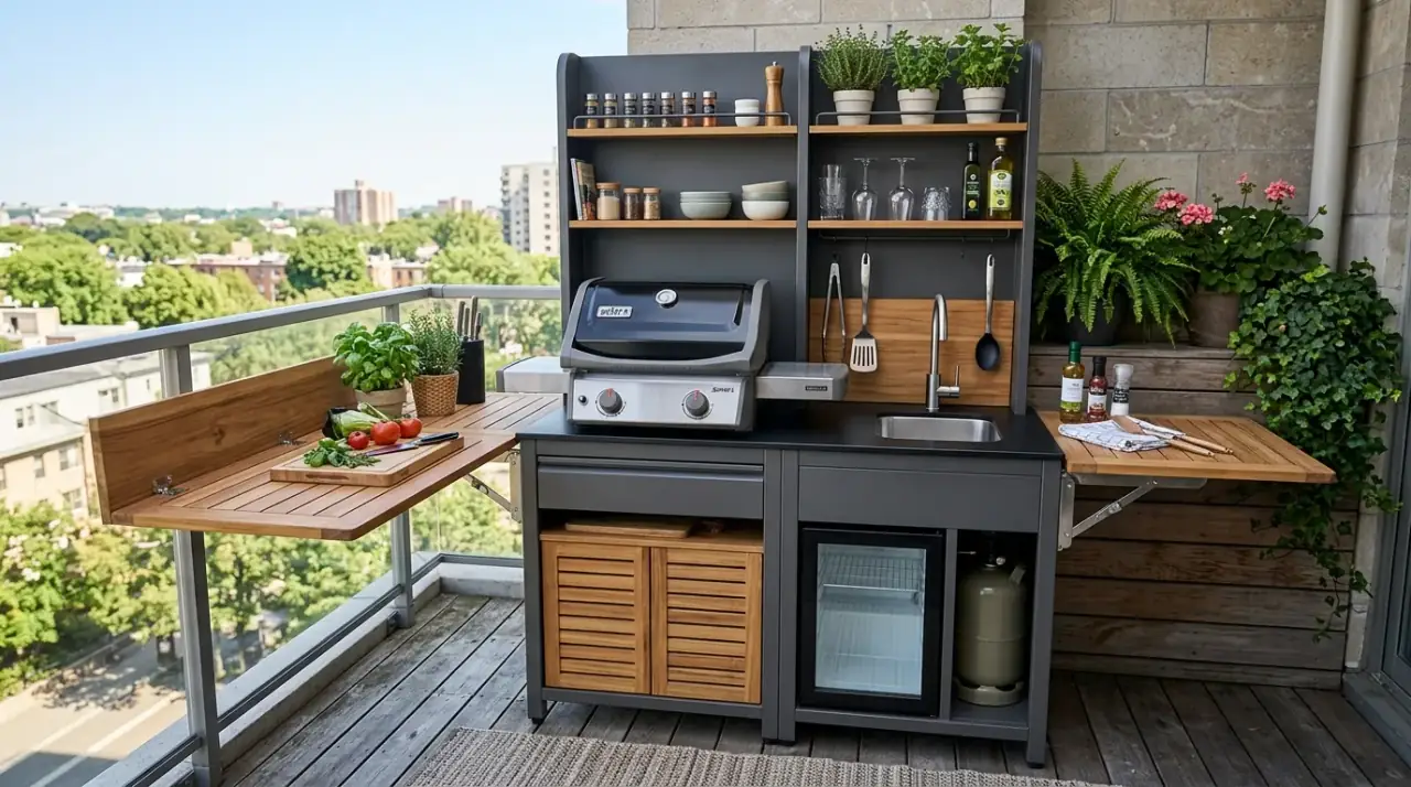 Outdoor kitchen lighting. Warm layered light making backyard entertaining easier after dark.