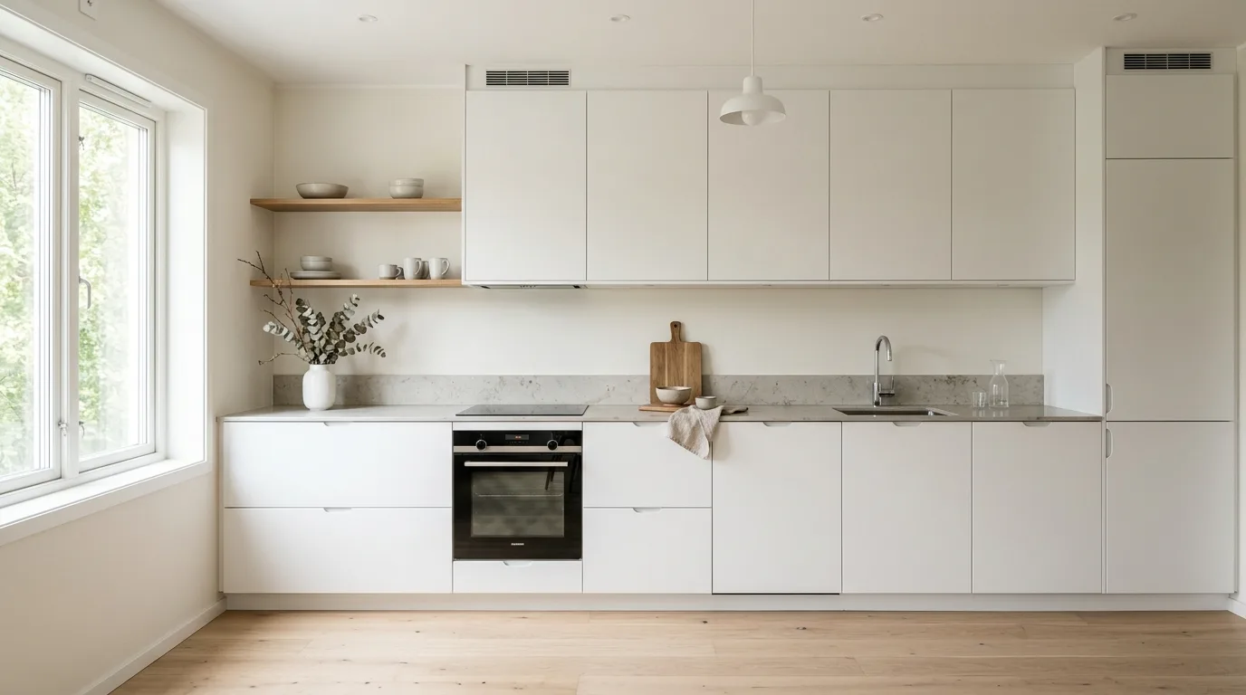 White kitchen with beadboard details. Farmhouse softness, bright natural light, and airy cottage styling.