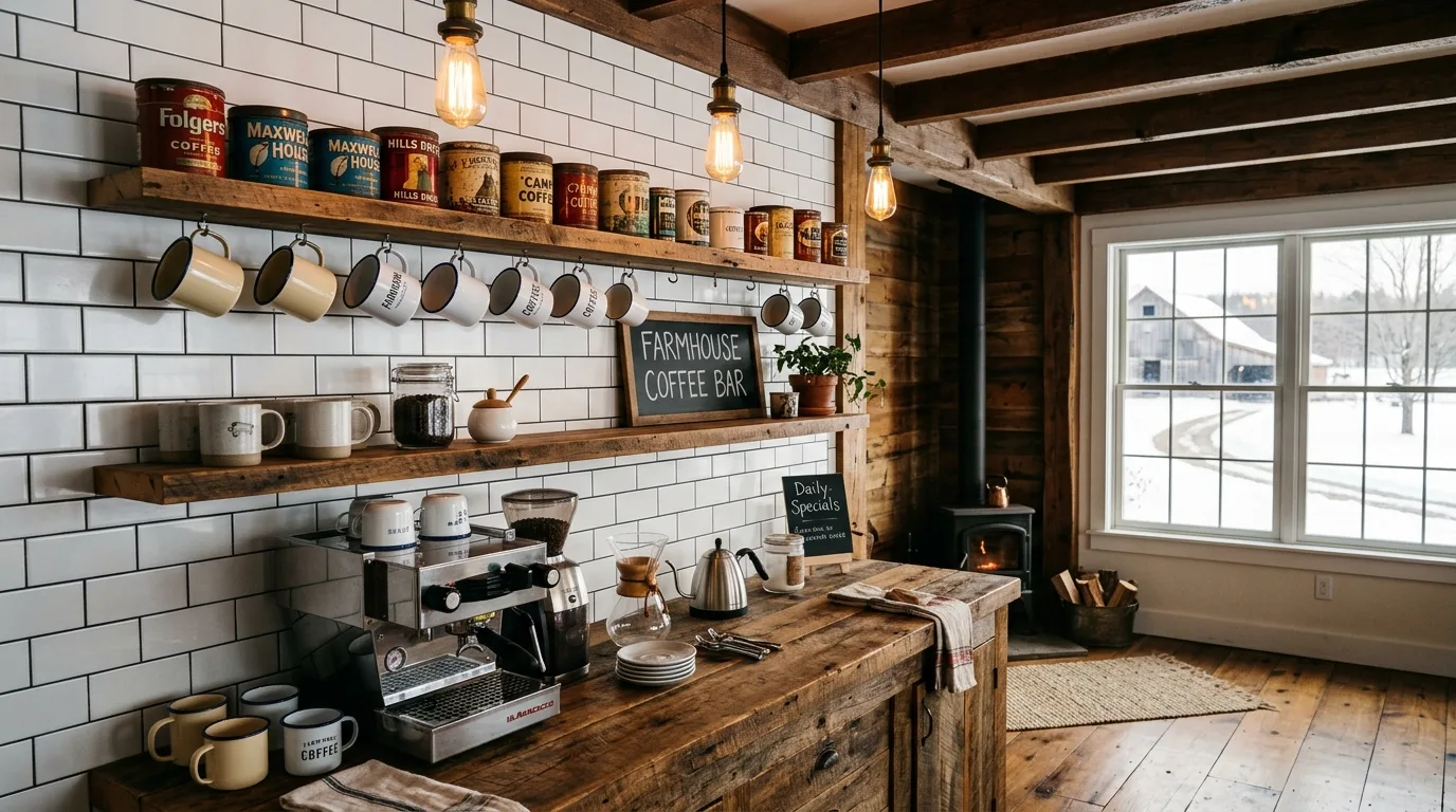 Seasonal treats on winter coffee bar. Cozy morning setup made more inviting with a simple snack.