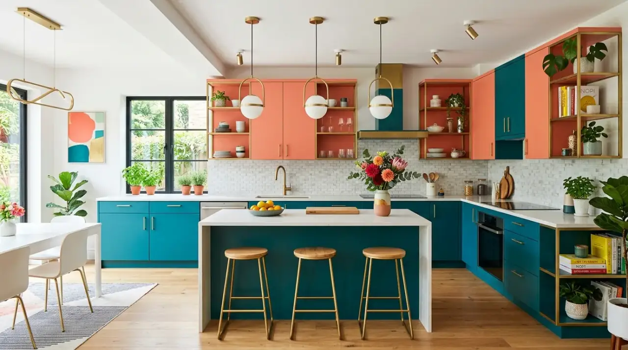 Colorful kitchen runner. Joyful kitchen decor with a bright runner adding instant personality.