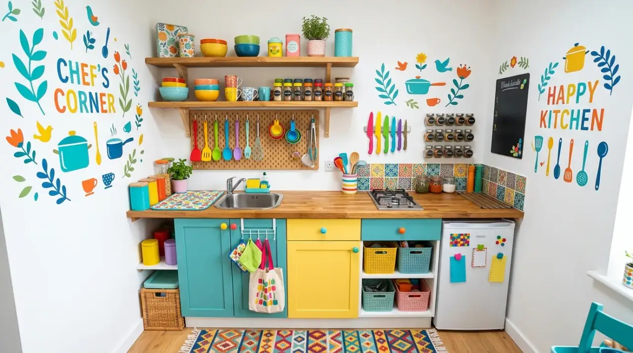 Playful kitchen lighting. Happy colorful kitchen using fun lighting as part of the decor.