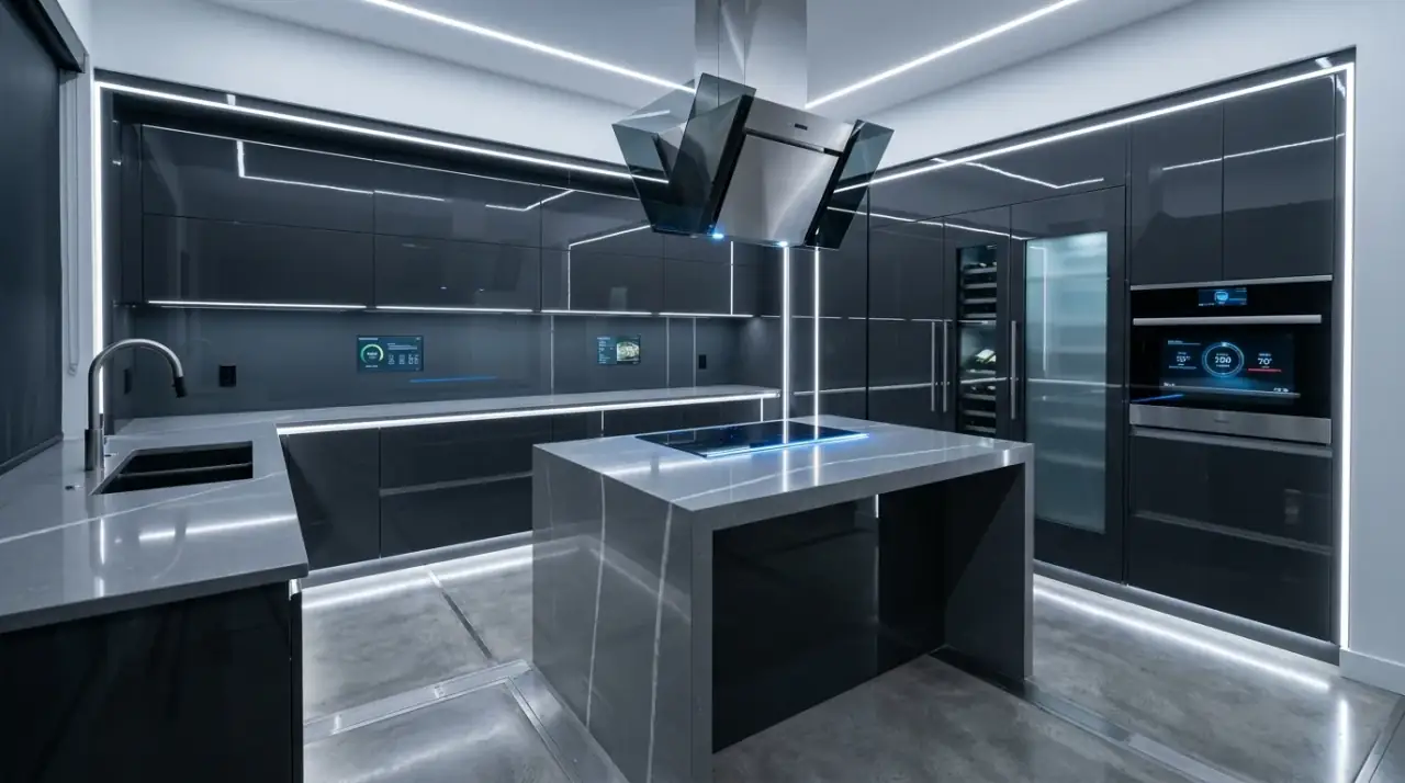 Luxury kitchen hidden pantry. Secondary support area helping the main kitchen remain calm and elegant.
