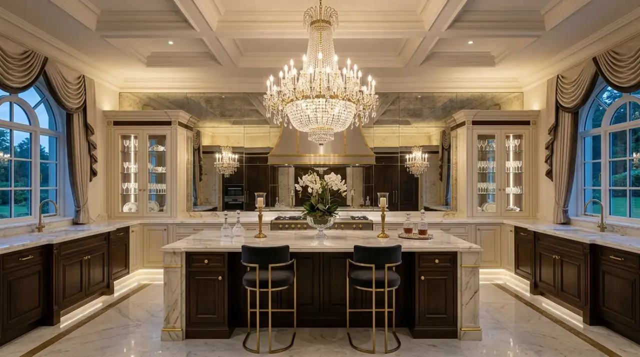 Neutral luxury kitchen palette. Rich layered neutrals creating calm elegance in a modern kitchen.