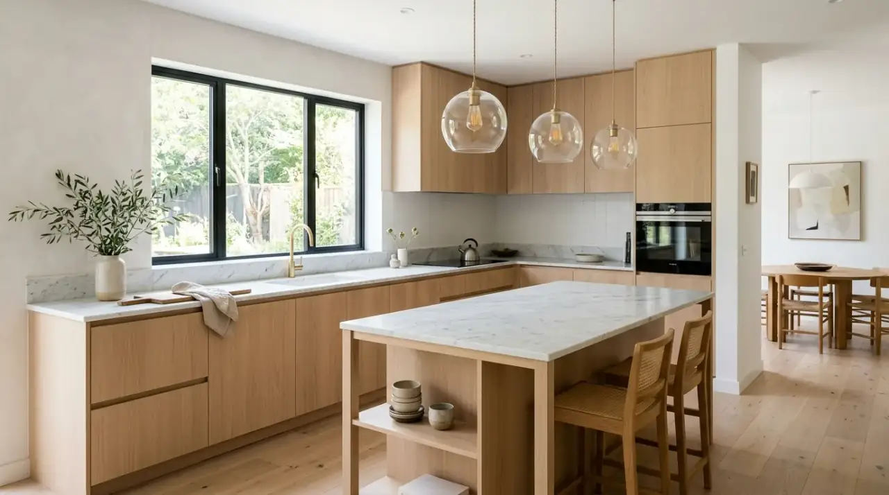 Beautiful practical Scandinavian kitchen. Minimalist Scandinavian kitchen where useful objects also support the design.