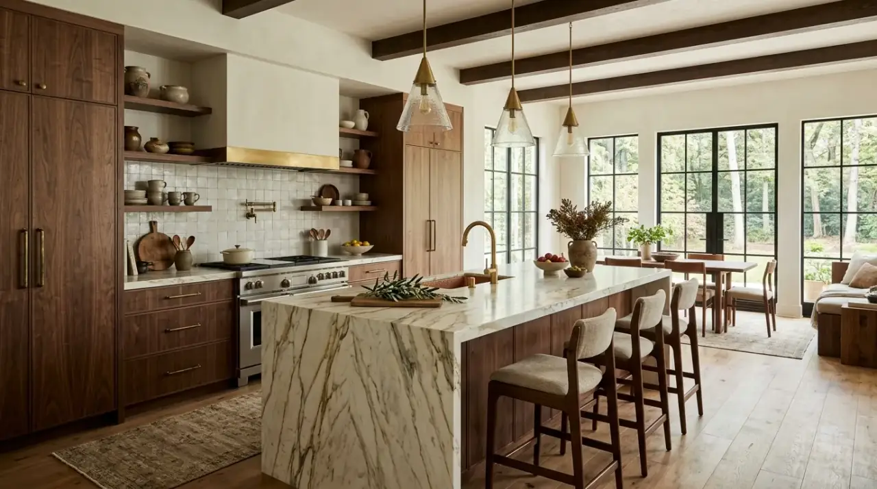 Matte organic modern kitchen. Calm earthy kitchen with matte organic modern finishes.