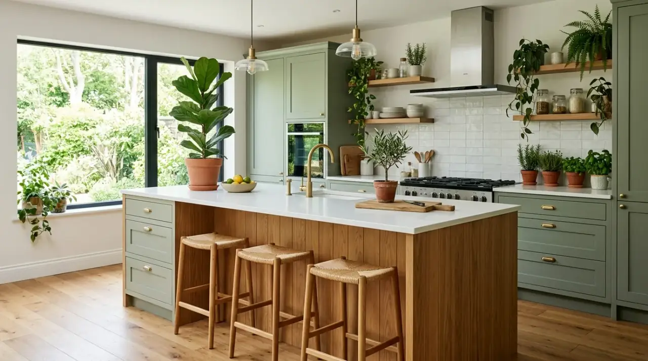 Stone organic kitchen. Natural stone surfaces bringing grounded calm to the kitchen.