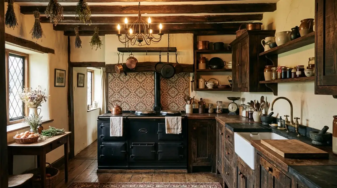 Victorian kitchen island legs. Turned-leg island bringing furniture-like period detail to the kitchen.