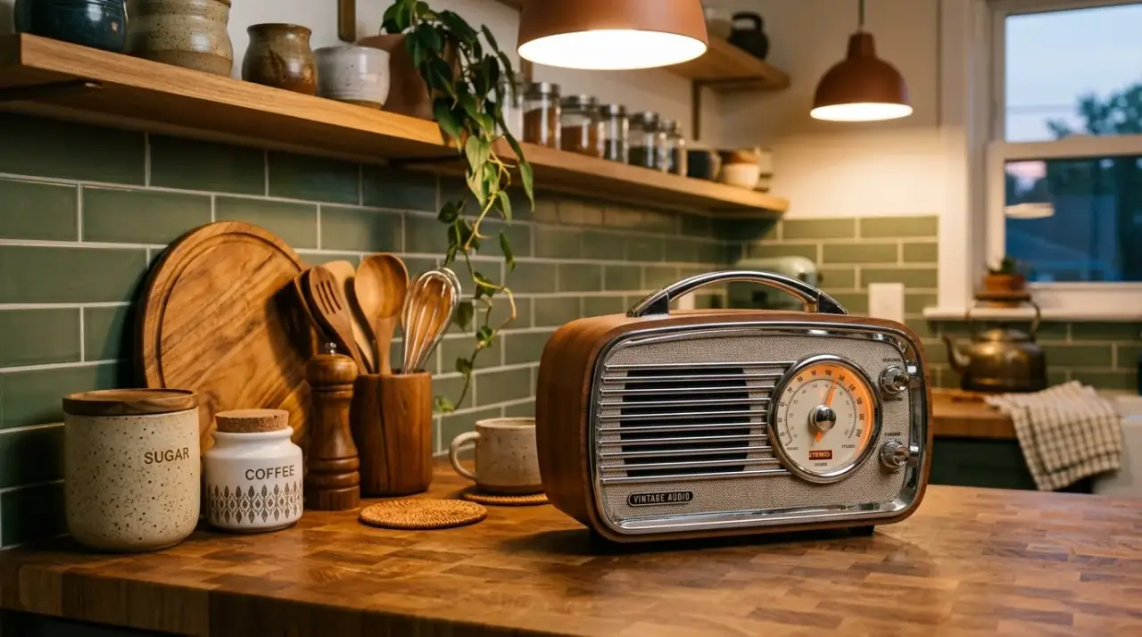 Selective retro appliance styling. A few well-chosen appliances creating stronger authentic character in the kitchen.