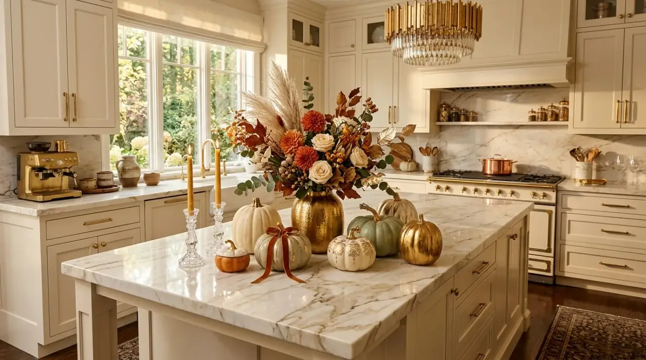 Fall kitchen runner. Quick seasonal kitchen refresh with a deeper-toned floor runner.