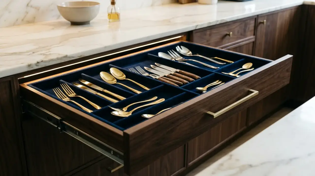 Wrap drawer kitchen organization. Smart kitchen drawer dedicated to wraps foils and storage bags.