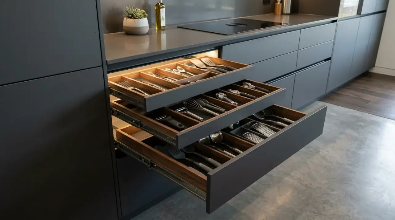 Meal prep drawer organization. Kitchen drawer organized as a dedicated meal prep station.