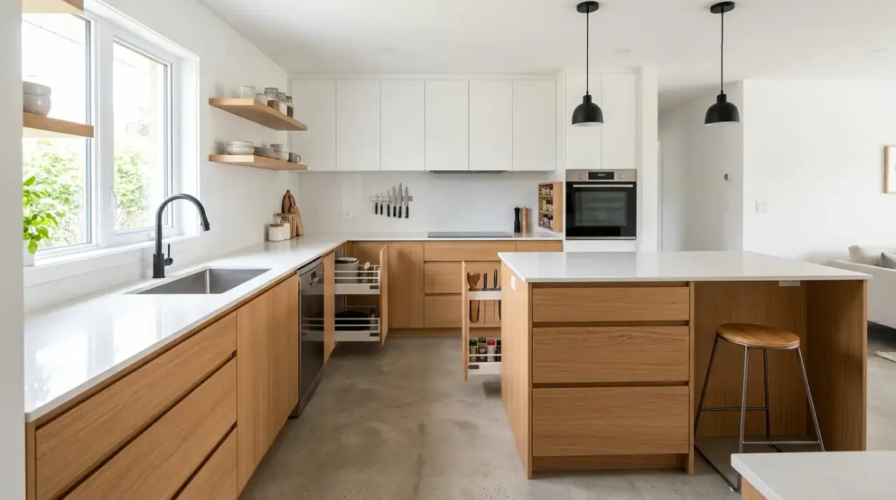 Tall upper cabinets small kitchen. Extra vertical storage helping a small kitchen hold more without crowding.