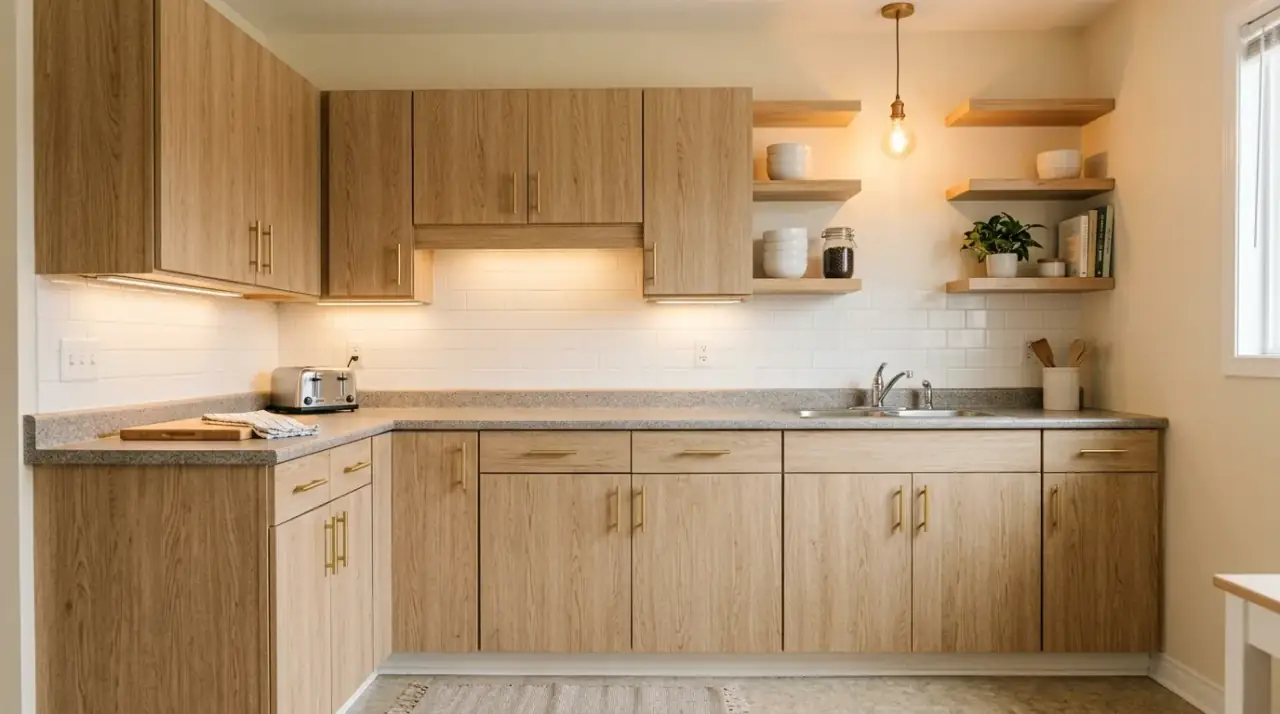New kitchen hardware budget makeover. Simple cabinet hardware swap creating a more polished kitchen.
