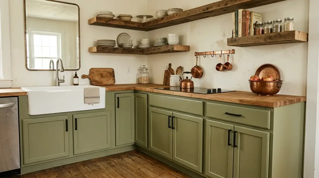 Storage improvements in budget kitchen makeover. Organized interiors supporting a fresher and calmer kitchen look.