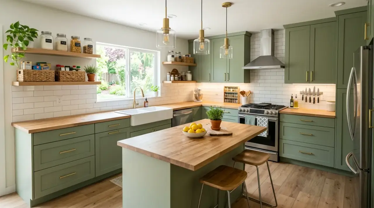 Budget kitchen makeover full refresh. Affordable layered updates creating a genuinely fresh kitchen look.