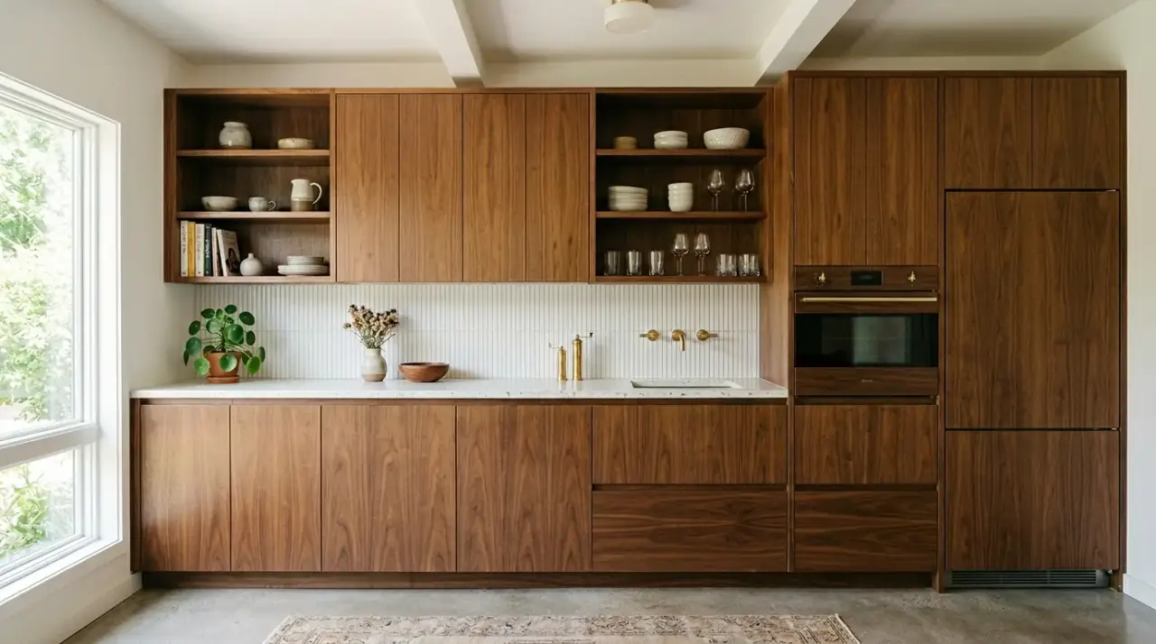Smart mid-century modern kitchen storage idea for better retro-style organization.