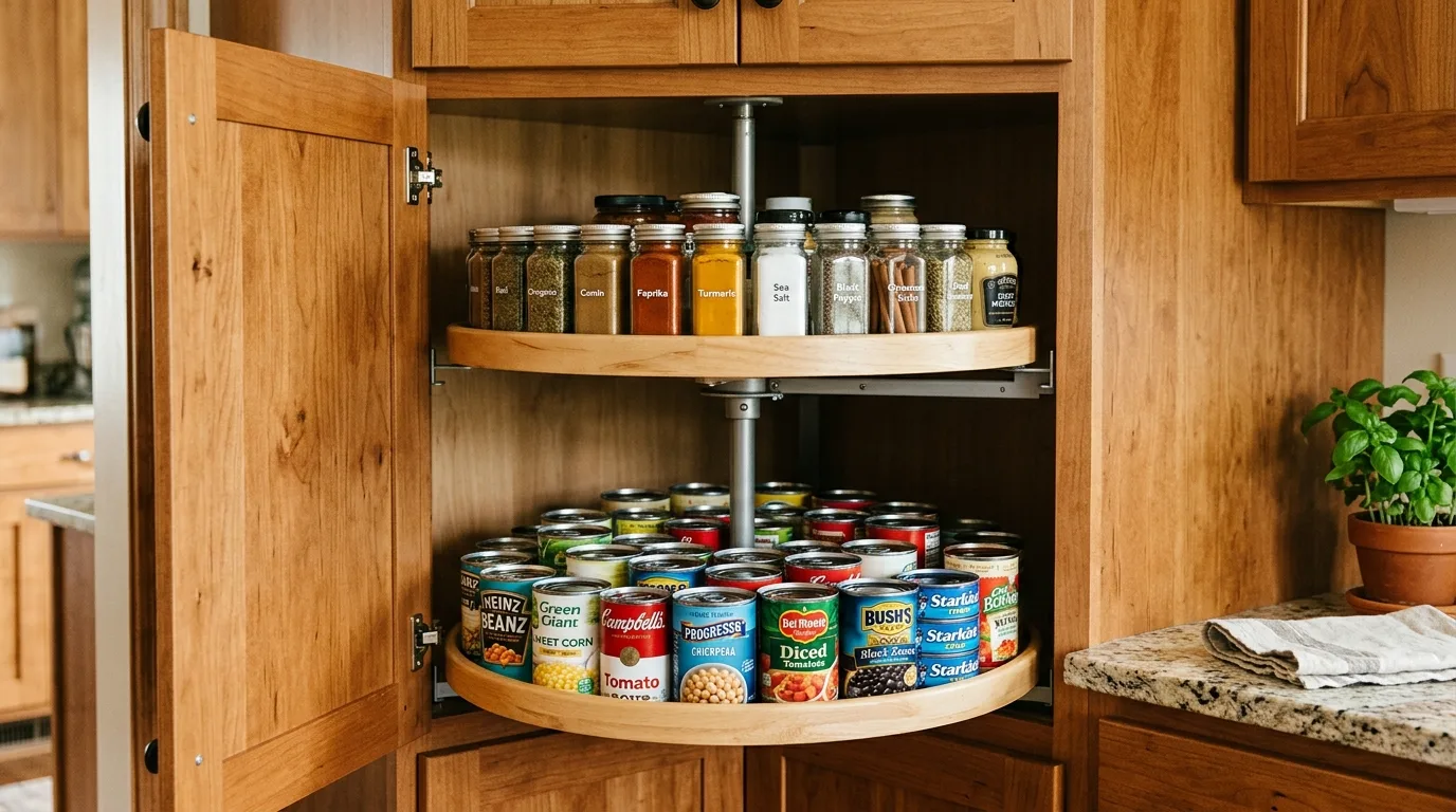 Modern appliance garage storage. Hidden counter appliances and sleek organized kitchen surfaces.