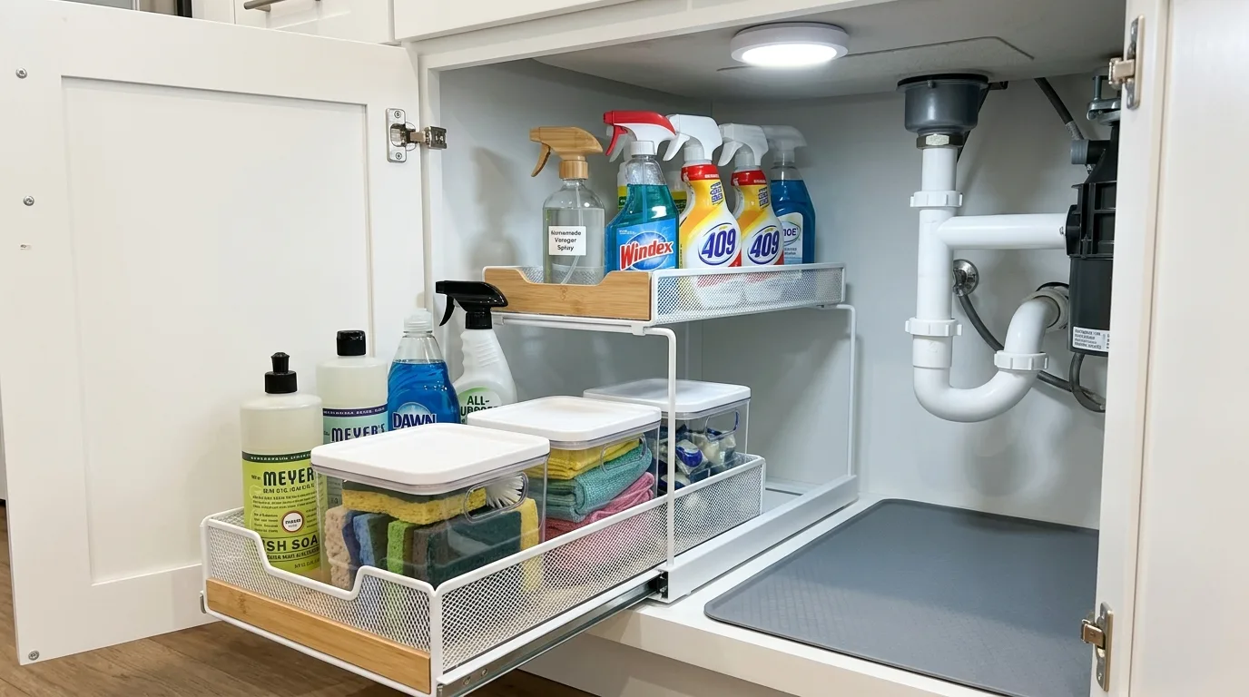 Vertical divider cabinet for trays and boards. Smart modern storage for flat kitchen items.