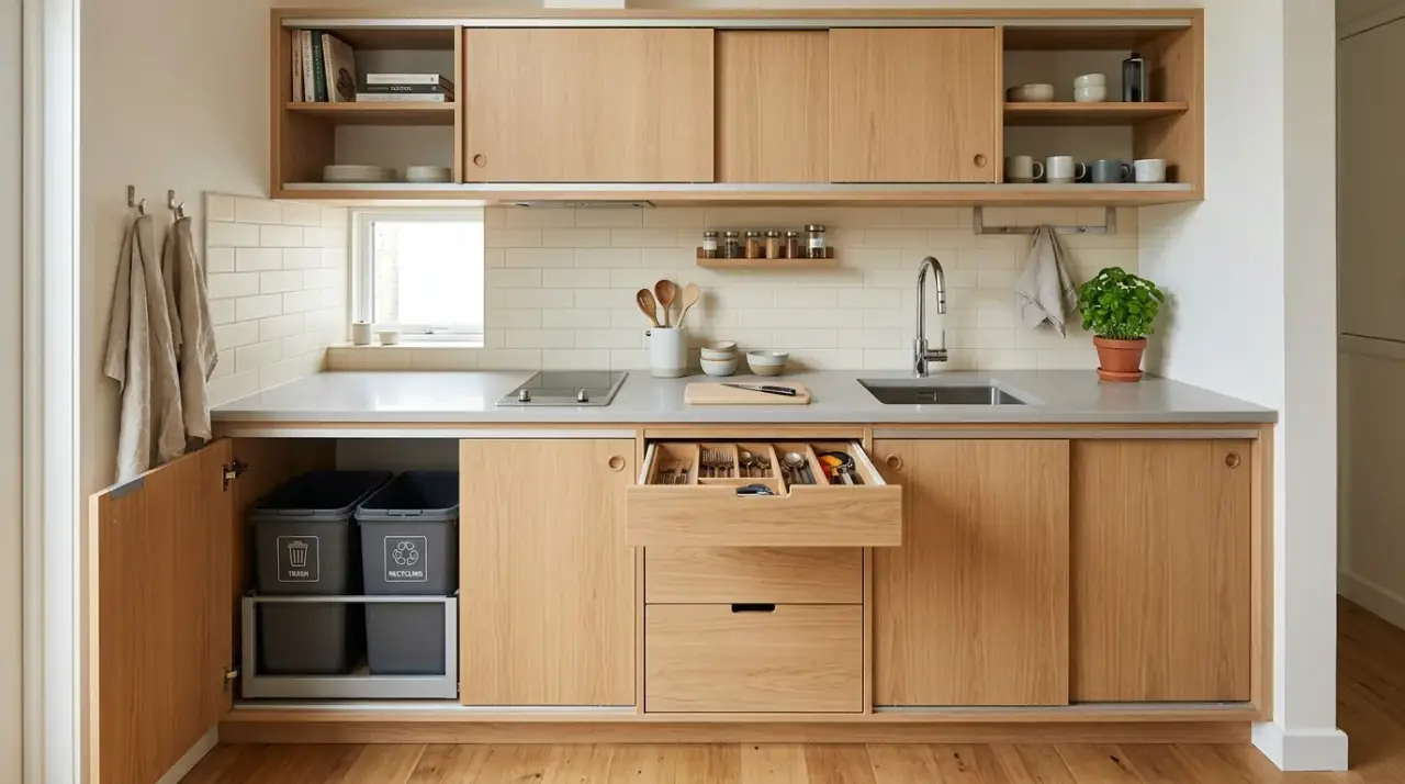 Prep drawer small kitchen. Compact kitchen organization with one dedicated drawer for prep tools.