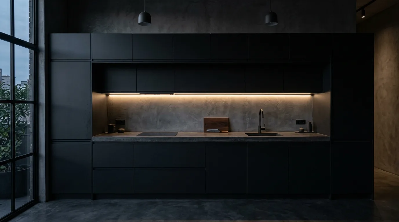 Modern appliance garage in kitchen cabinetry. Hidden toaster and blender storage for a clean sleek finish.