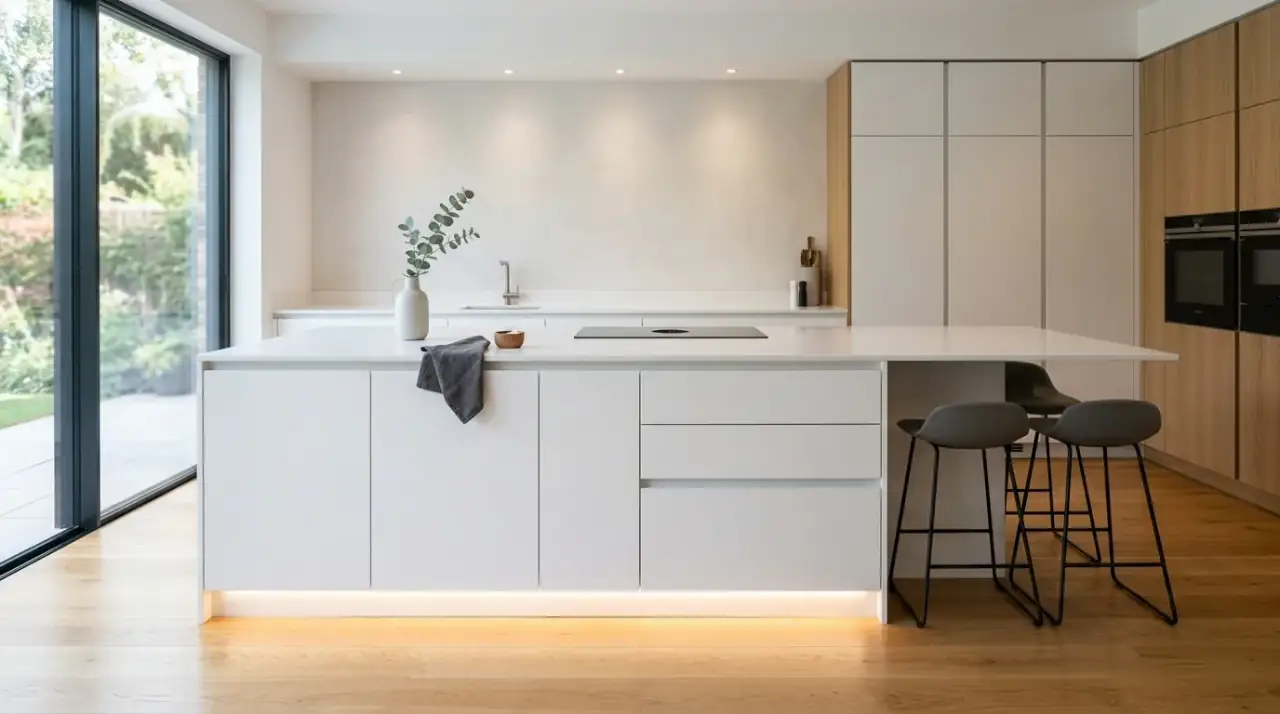 Contrasting island color. Contemporary kitchen with a modern island in a contrasting cabinet color.