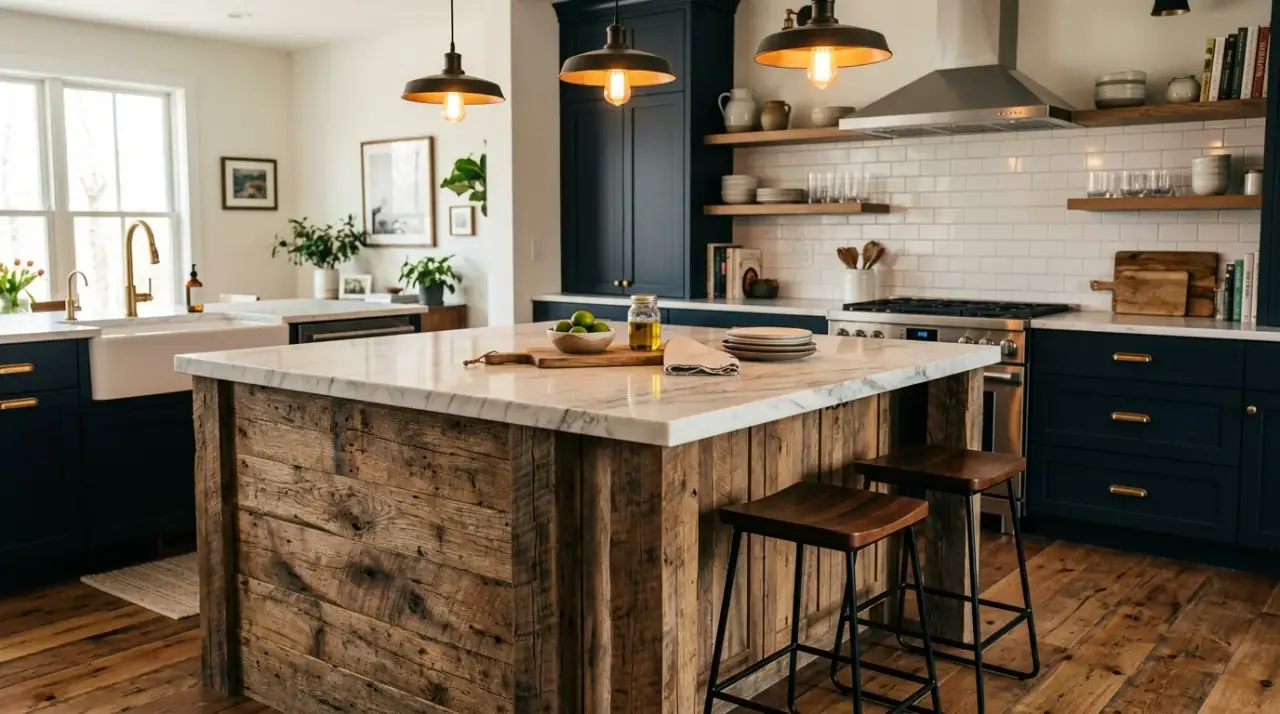 Curved modern kitchen island. Contemporary island design using subtle curves within a modern kitchen.
