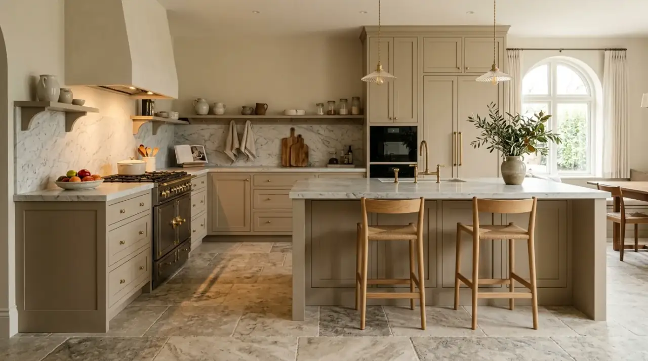 Kitchen floor tile overview. Stunning patterned kitchen floor tile creating a strong design foundation.