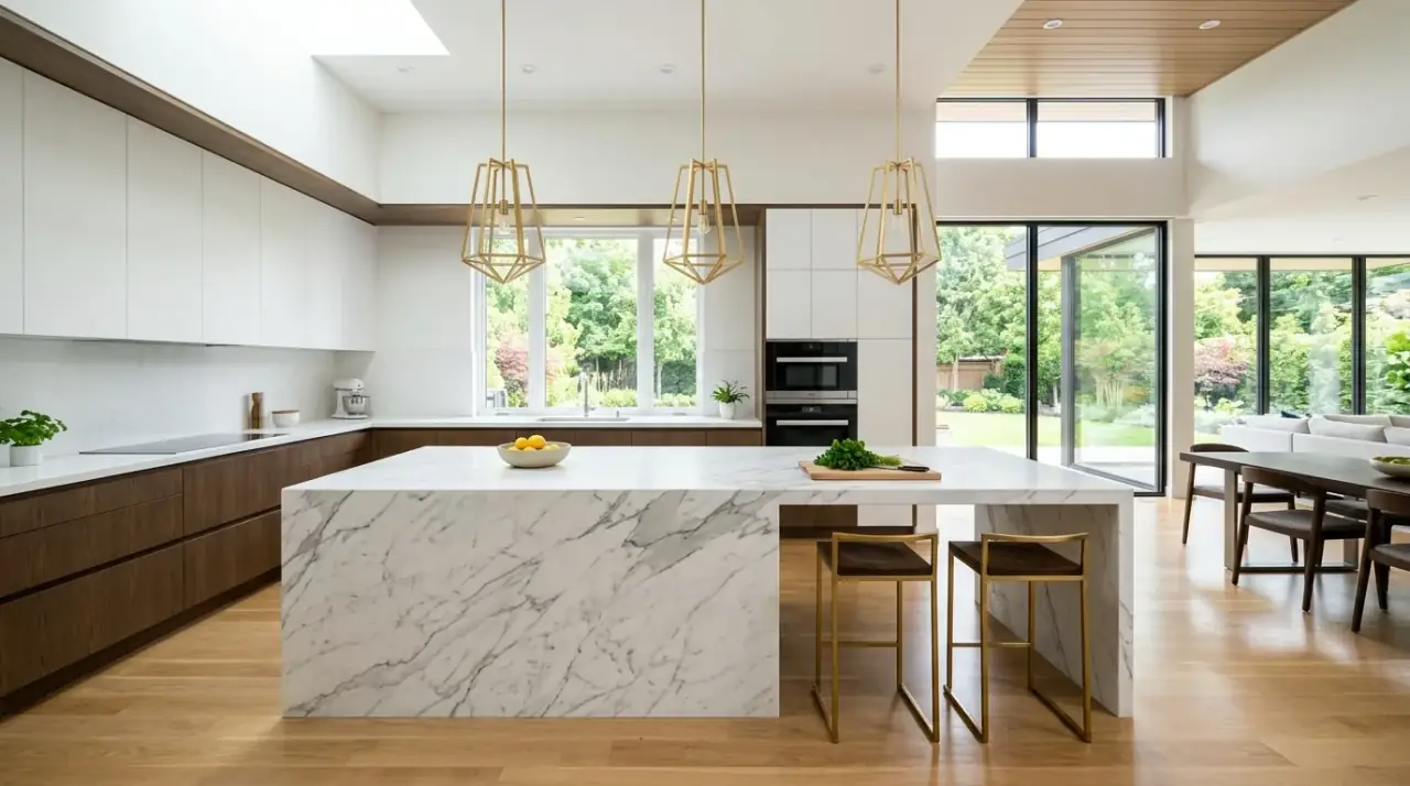 Stunning modern kitchen island designed as the functional heart of the home.