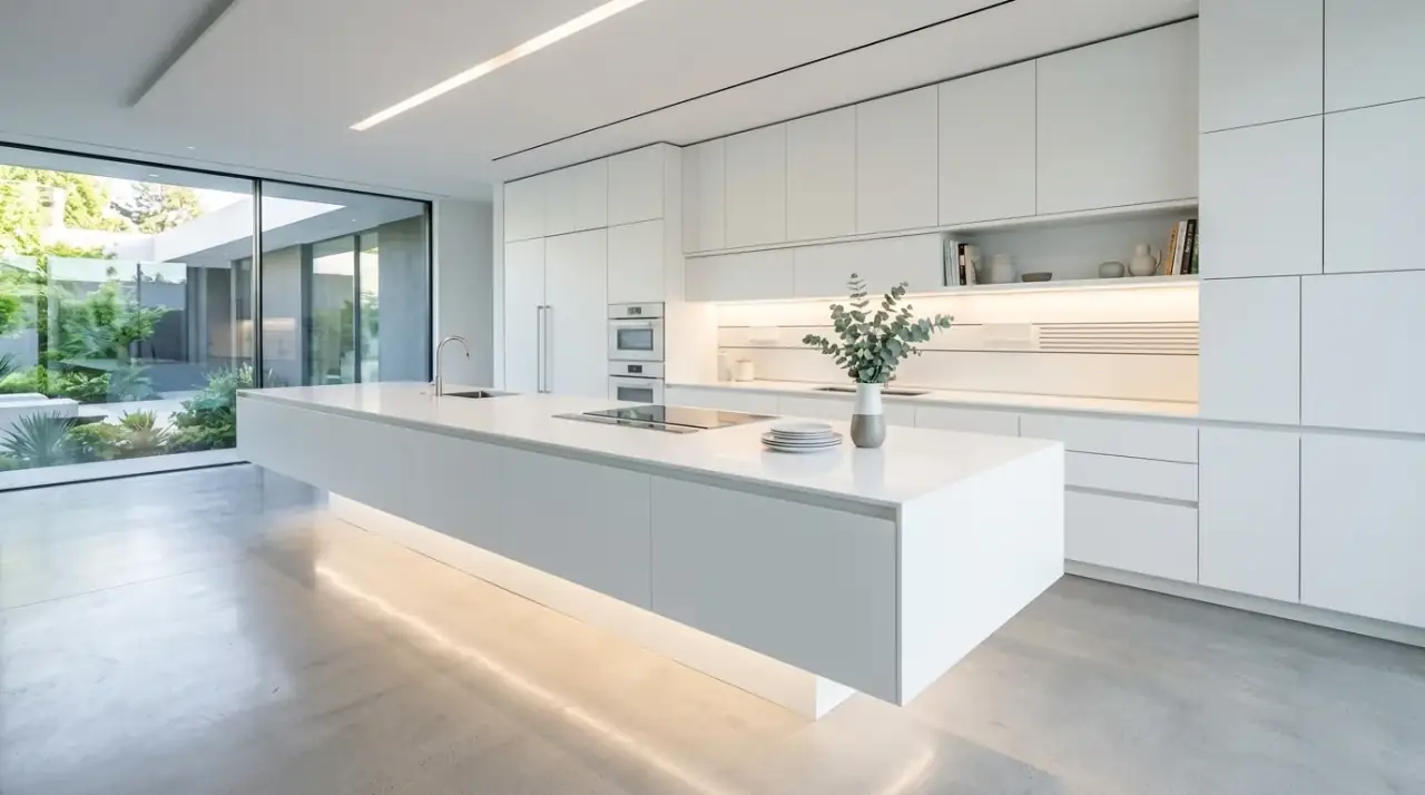 Prep sink in island. Task-focused island feature improving workflow in a modern kitchen.