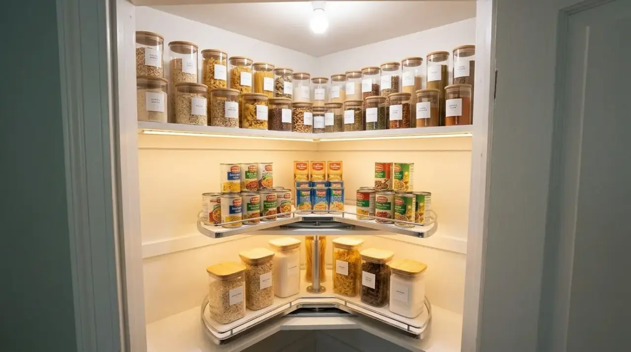 Pull-out pantry drawers. Accessible storage upgrades making deep pantry space easier to use.