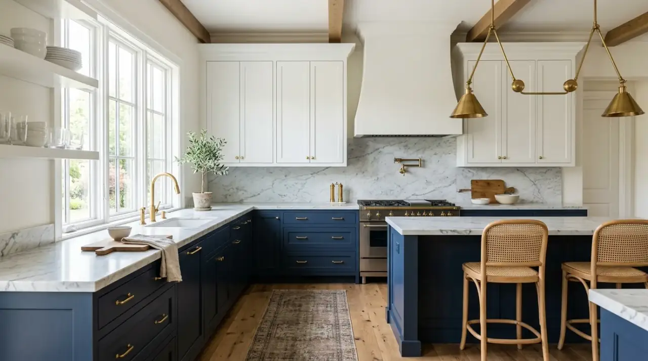 Stunning two tone kitchen cabinets showing inspiring color combinations with layered contrast and depth.