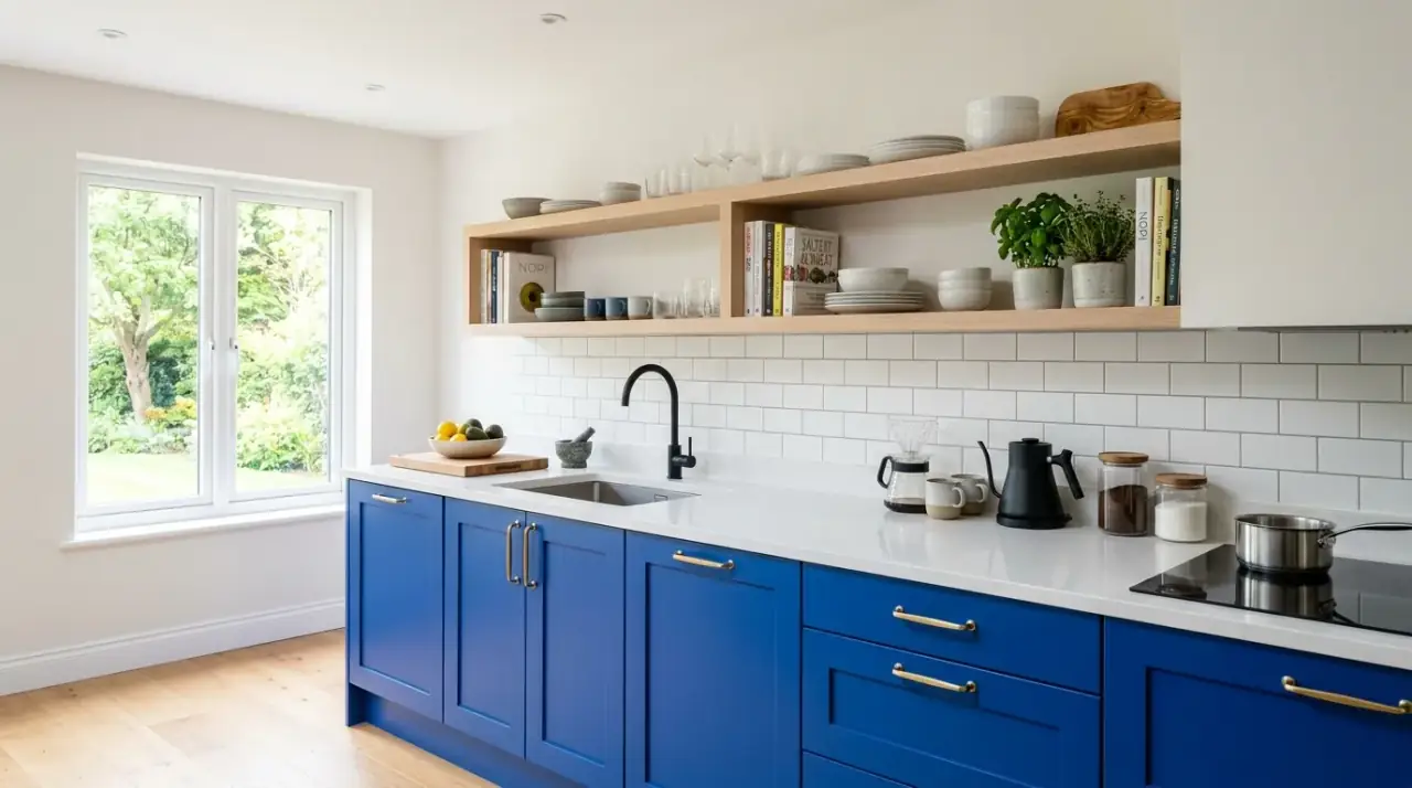 Soft black and mushroom cabinets. Modern two tone kitchen cabinetry in soft black and mushroom tones.