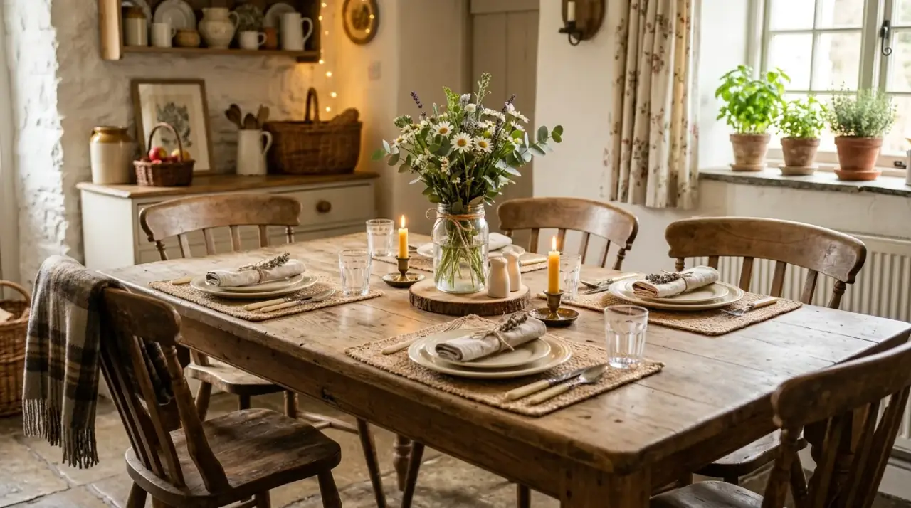 Kitchen table candles. Simple candle styling adding glow and warmth to the table.