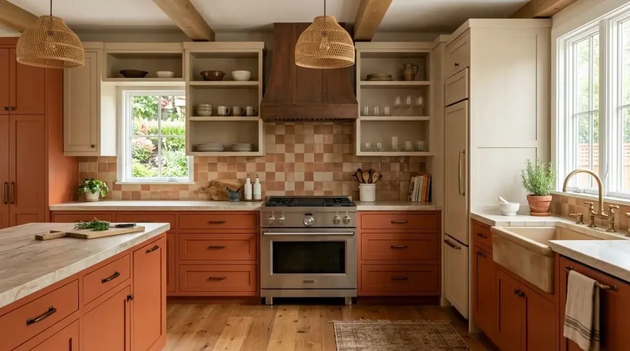 Consistent hardware two-tone kitchen. Shared cabinet hardware helping a contrasting kitchen feel more cohesive.