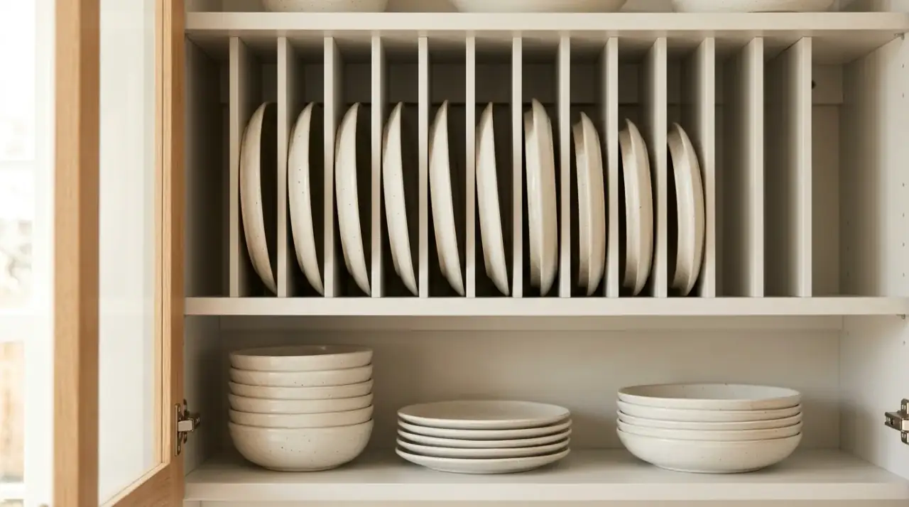 Pull out cabinet storage. Clutter free cookspace with pull out trays in lower cabinets.