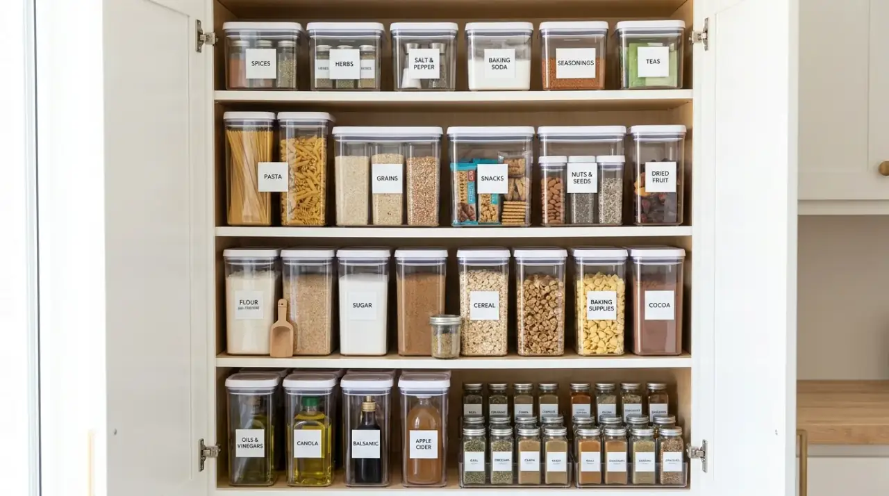 Lazy Susan cabinet organization. Kitchen cabinet organization using lazy Susans for easy access.