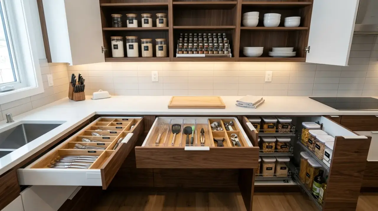 Cabinet organization overview. Tidy kitchen cabinet organization ideas for a clutter free cookspace overall.
