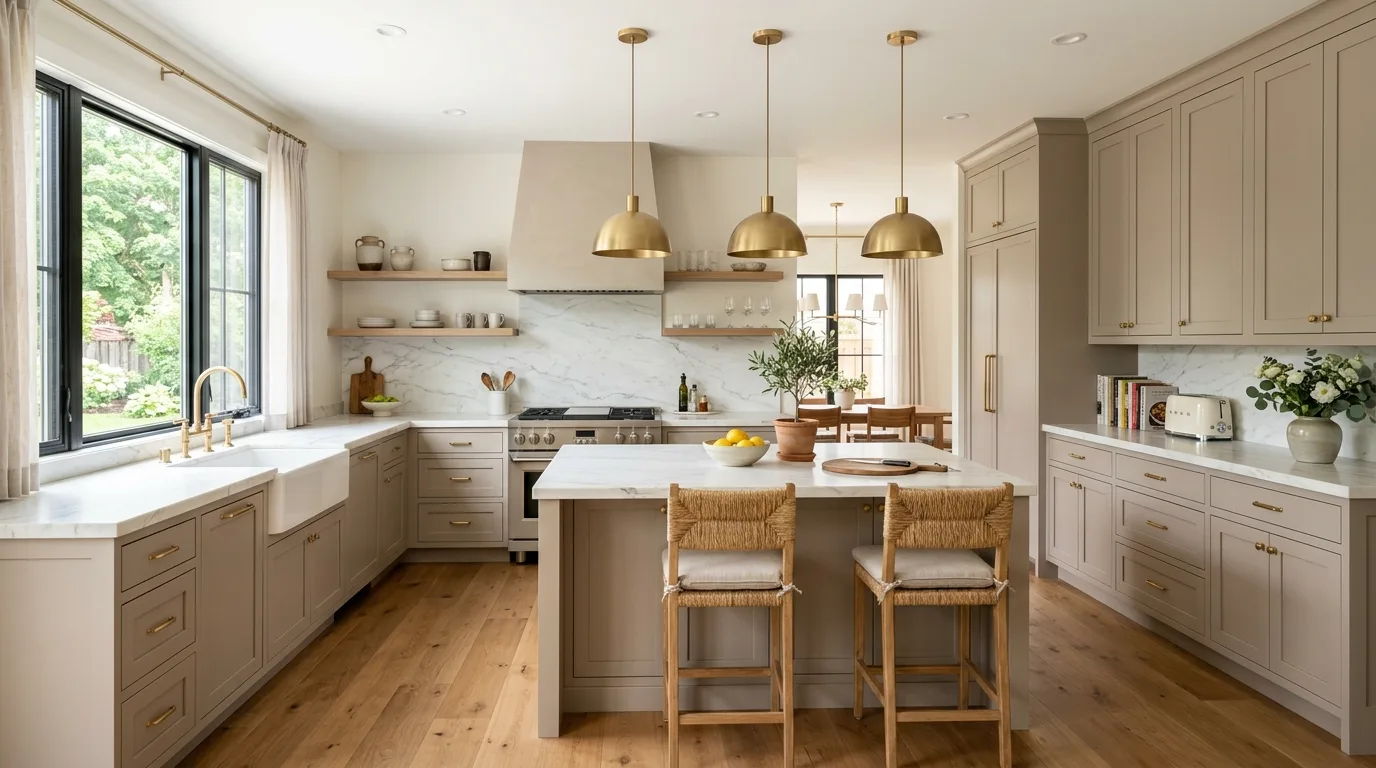 Pale grey modern kitchen palette. Crisp restrained neutral colors for a versatile contemporary kitchen.