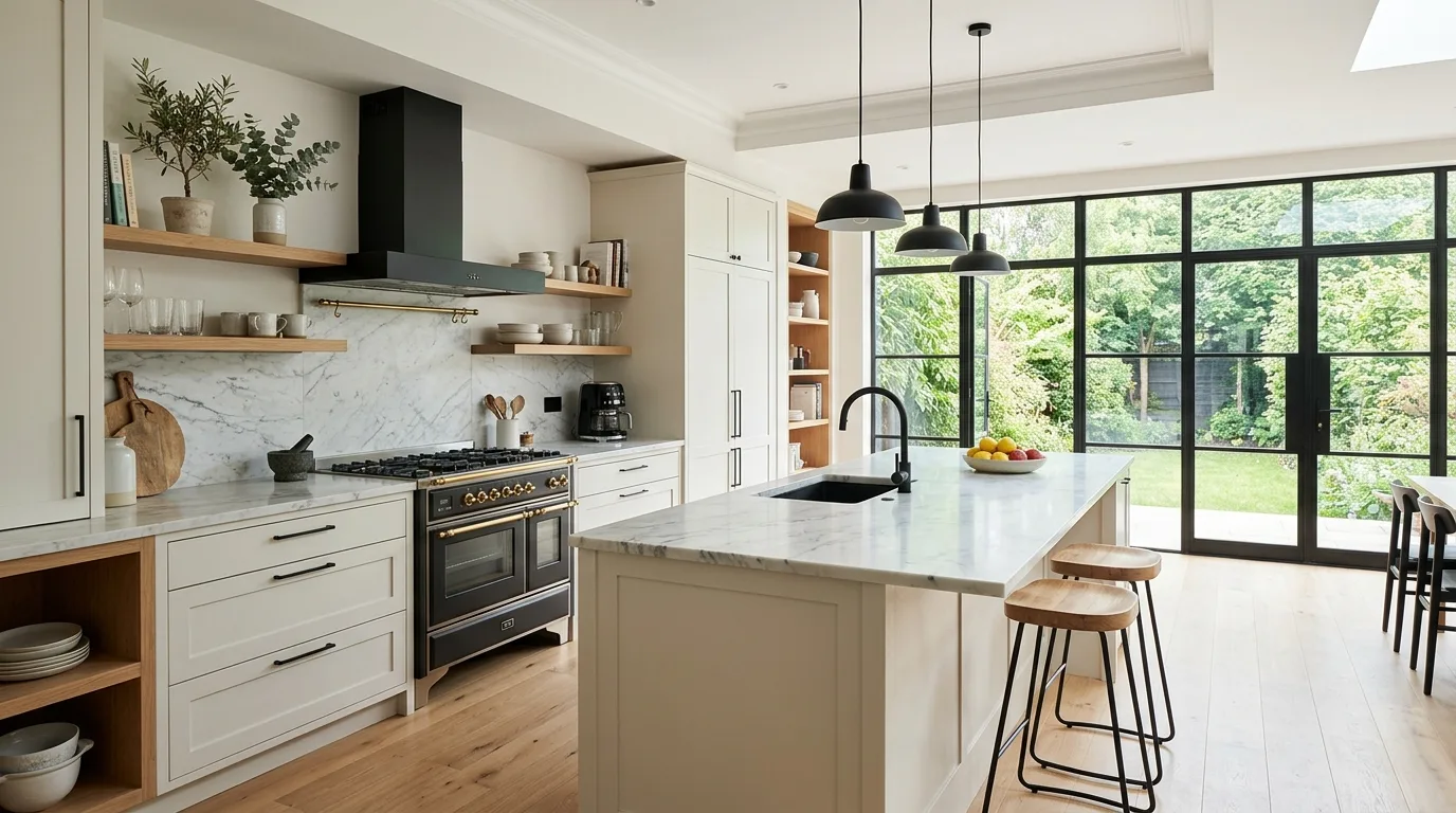 Mocha neutral modern kitchen. Richer soft neutral colors in a versatile contemporary cookspace.