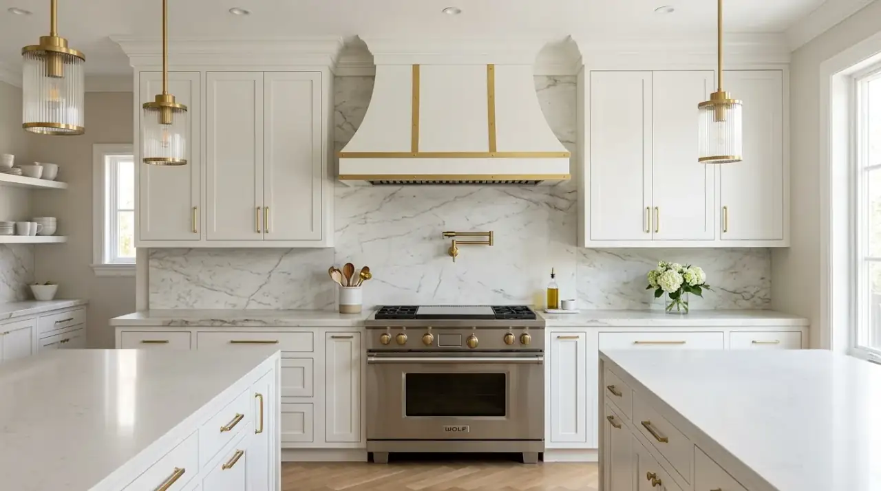 Sand-toned handmade backsplash. Warm neutral backsplash tile with handcrafted variation and texture.