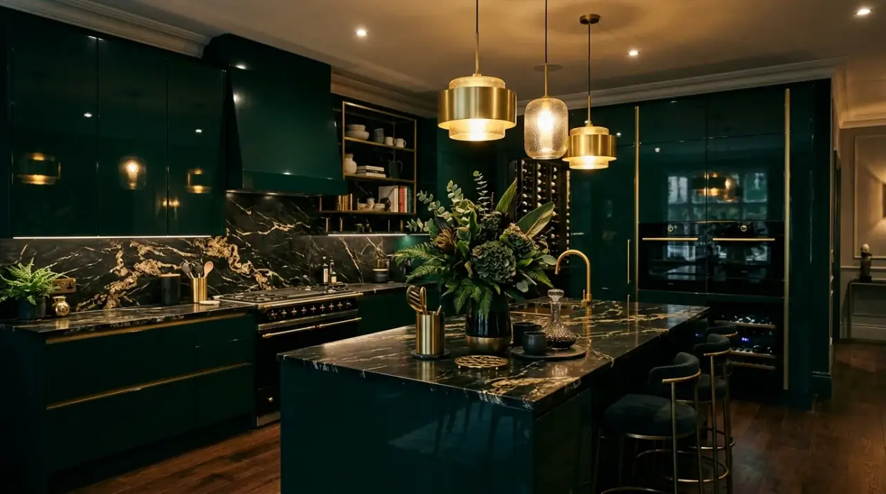 Greige and green kitchen. Soft neutral pairing making a nature-inspired palette feel more sophisticated.