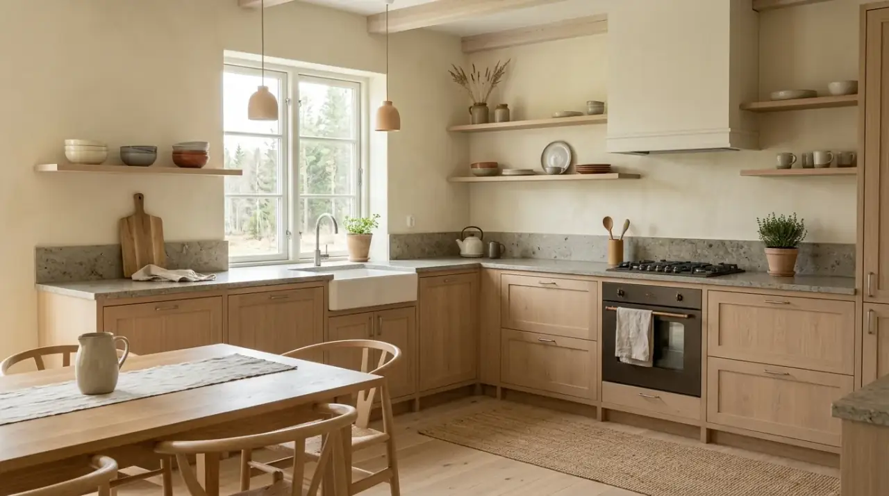 Rustic modern kitchen flooring. Foundational surface helping contemporary and rustic materials feel more connected.